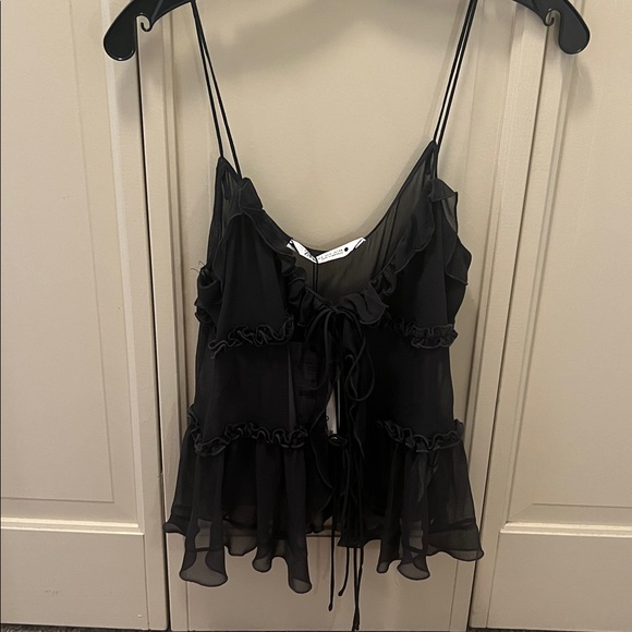 Zara Black Sheer Ruffle Camisole Tie Up - Picture 1 of 5